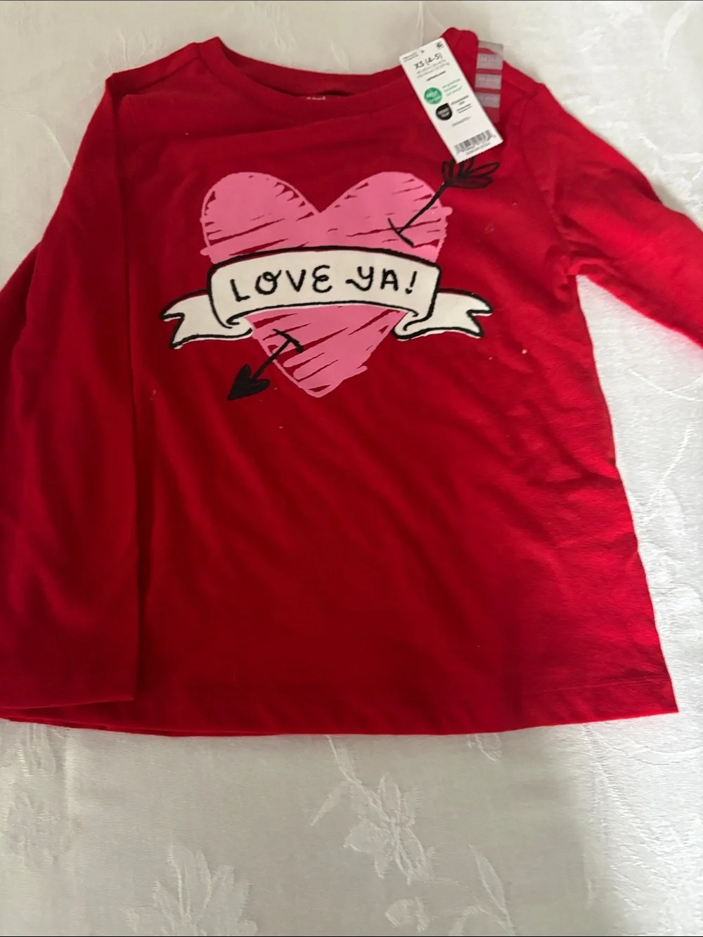 Carter's Red Long Sleeve Tee with Pink Heart